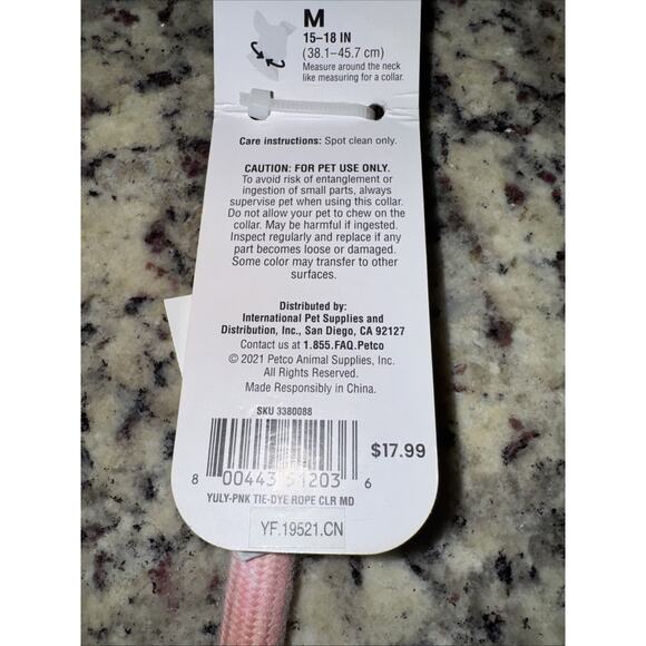 YOULY The Avant Garde Pink Tie-Dye Big Dog Collar Medium Leather 15 To 18 Inches - Picture 5 of 8